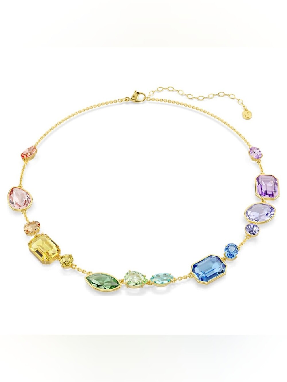 Swarovski Gema Necklace, Mixed Cut Crystals, Multicolour, 18K Gold Finish